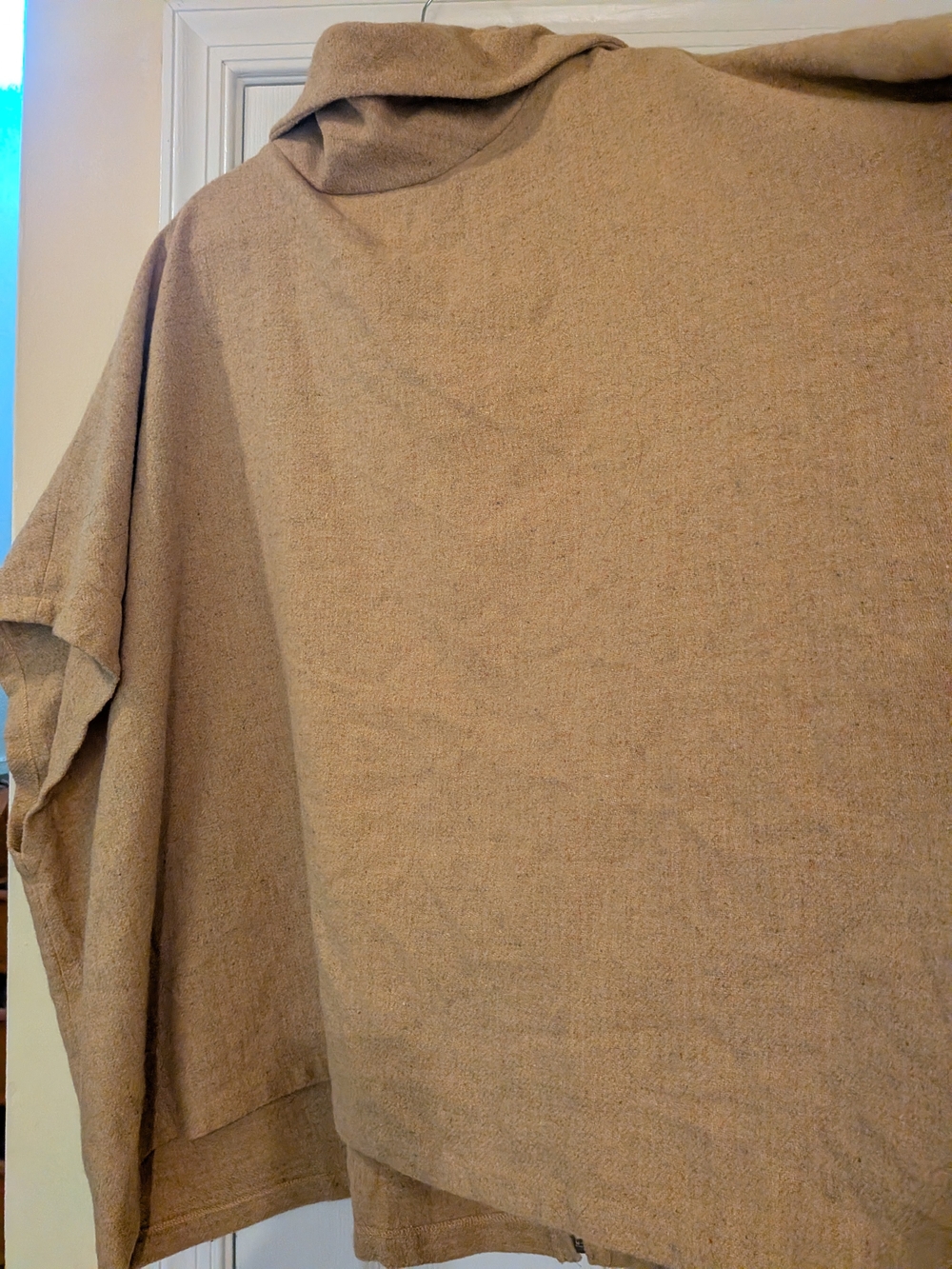 Neutral Camel Zip-Front Poncho - Picture 6 of 6
